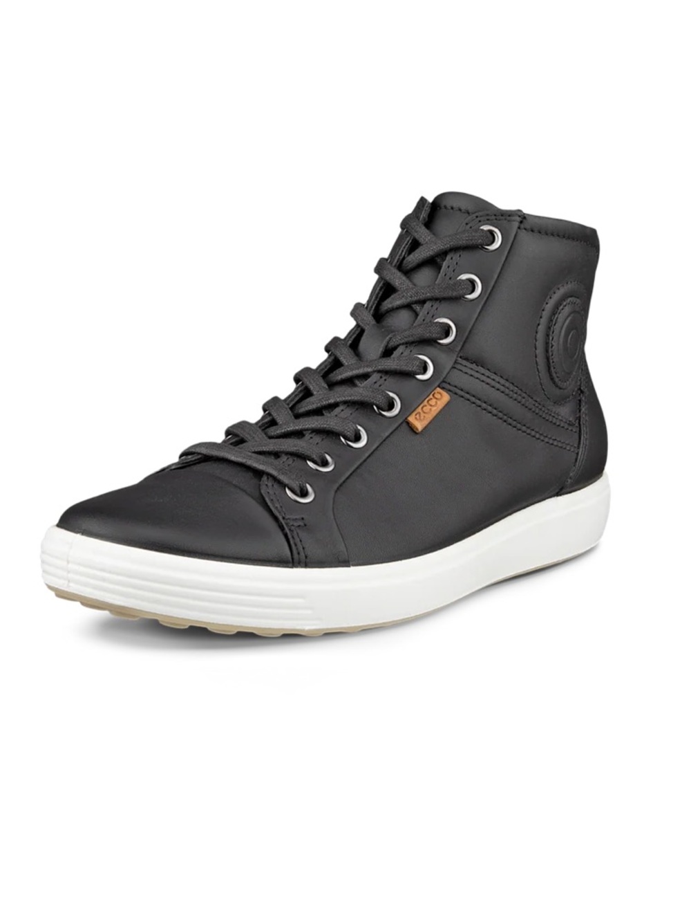 ECCO Women's Soft 7 Leather High-Top Sneaker Black extra wide